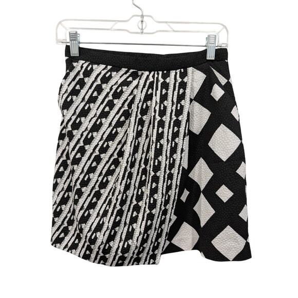 Peter Pilotto Target Graphic Geometric Print Faux Wrap Skirt Size 4 Black White - Picture 1 of 8